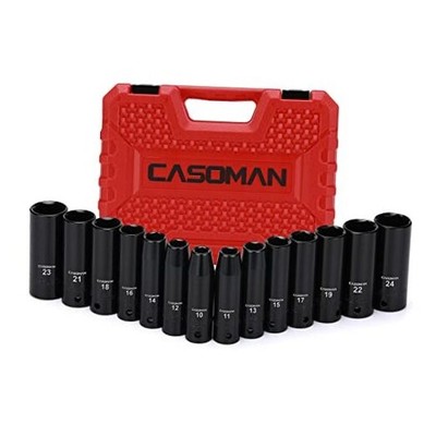  1/2-Inch Drive Deep Impact Socket Set, Metric, Cr Deep Impact Socket, 14-Piece
