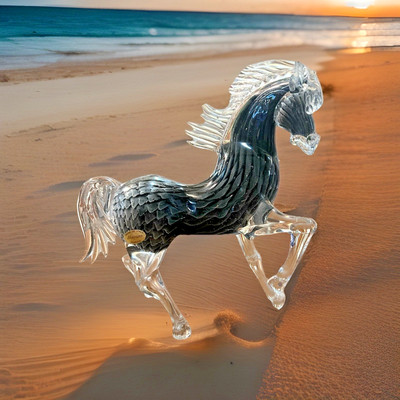 Vintage Murano Glass Prancing Horse 9.5 inch tall  has damage see photos