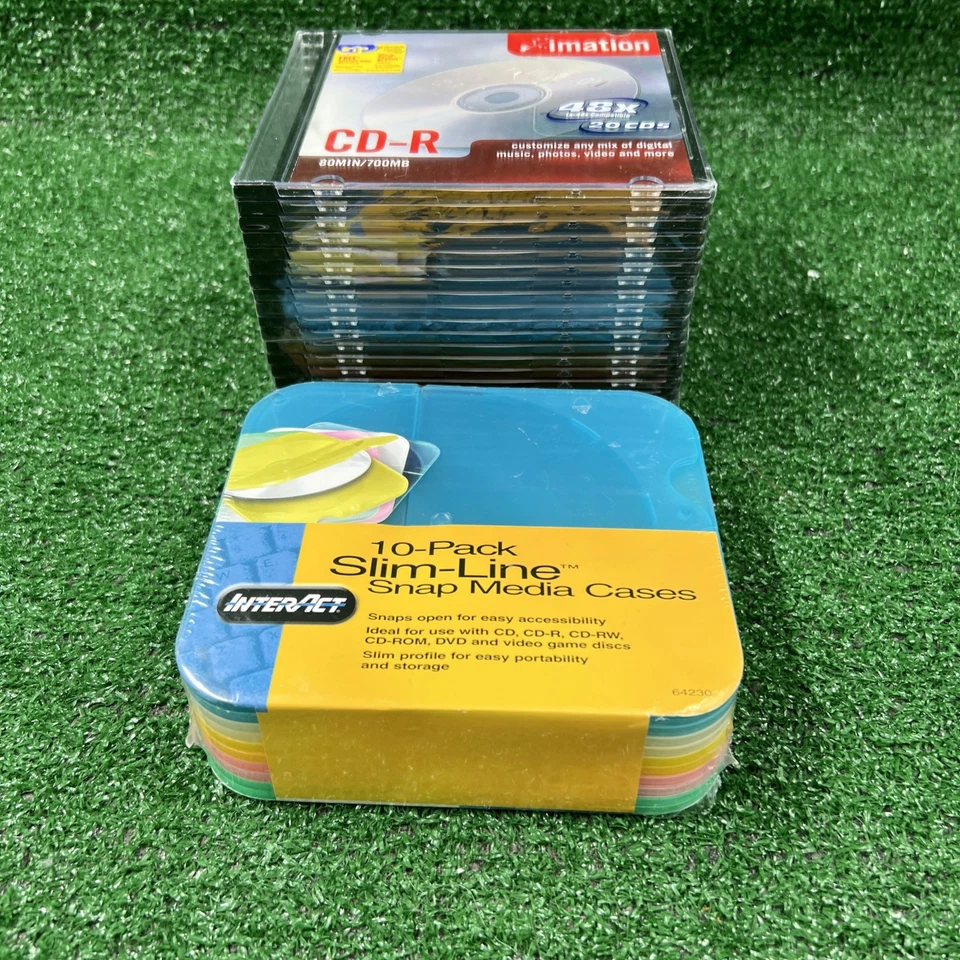 Imation CD-R 80Min 700MB w/ Slim Jewel Cases Lot of 20 & Interact Slim Cases NEW - Image 2 of 4