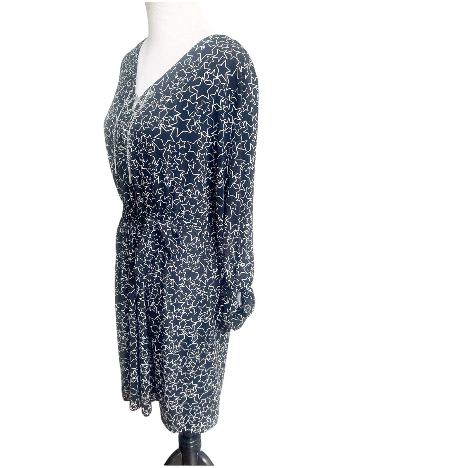 Abito Michael By Michael Kors stelle maglia lunghezza ginocchio taglia grande dettaglio catena