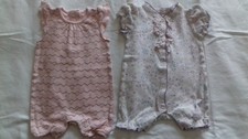 Baby Girls 2 X Mamas & Papas /Matalan Summer Rompers / Playsuits- Age 0-3 Months