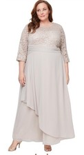 Alex Evenings Women's Long Lace Top Mother of The Bride Dress 18W Plus Empire