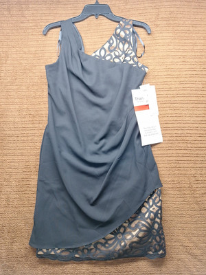 SL Fashions Sleeveless Black Dress Size 10# Legend VNeck Lace Shoulder & Hem NWT