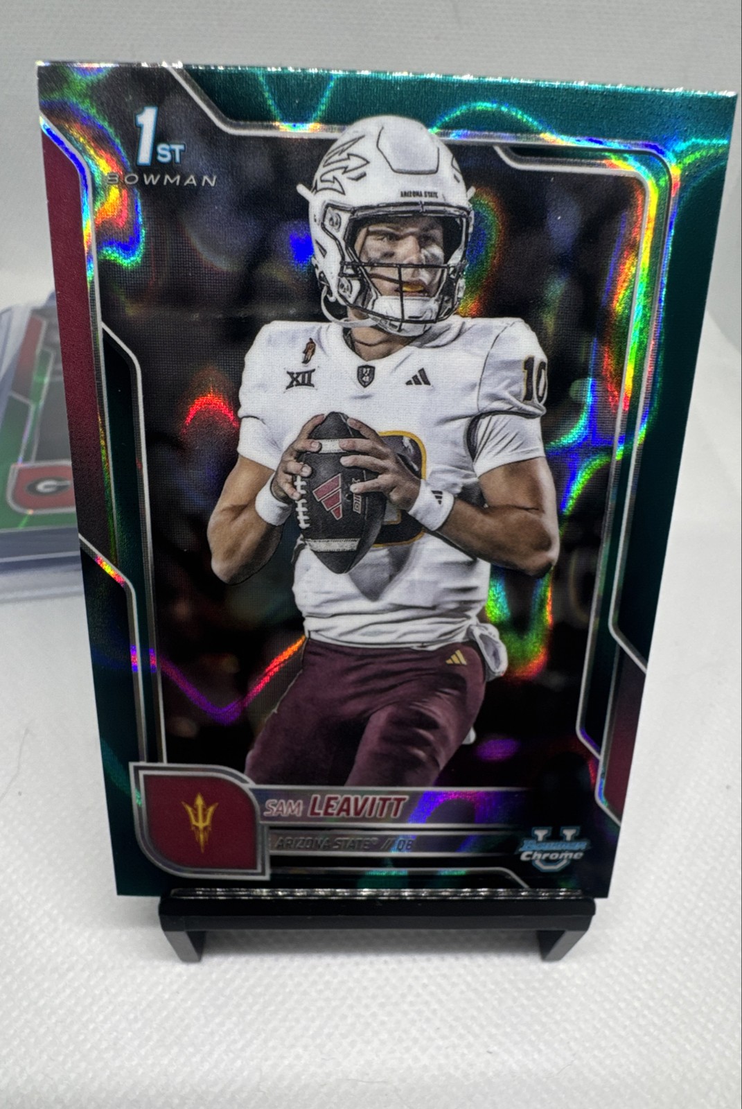 2025 Bowman University Chrome - Sam Leavitt #195 Teal Lava Refractor (RC)