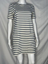 Marc by Marc Jacobs Striped Shift Dress S Blue Cream Pockets Short Sleeves Coast