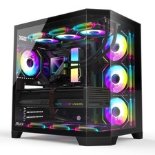 OV303 ATX Mid-Tower PC Case, Pre-Installed 4 x 120mm Prism ARGB PWM Fans, USB...