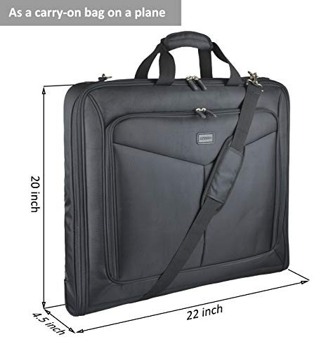 Foldable Carry On Garment Bag Fit 3 Suits, 44-inch Suit Bag for Travel and 