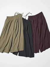 UNIQLO Nylon Culottes S-3XL Black/Dark Brown/Olive Cropped Women 479399 NWT
