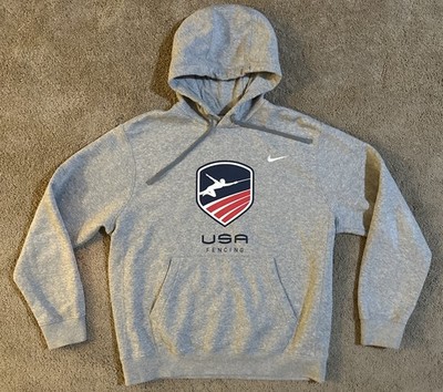 Nike Team USA Fencing Club Fleece Pullover Hoodie Men s Gray Medium Olympics