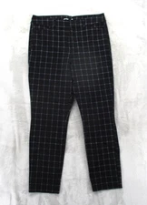 Old Navy Pants Womens 12 Black White Pixie Windowpane Plaid Ankle Casual Cotton