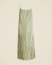 J Crew Women’s XL Crinkled Side Slit Midi Dress Green Beach Boho Classic NWT