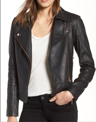 【新品】タグ付き　TED BAKER レザージャケット　革ジャン　レディース NEW WITHOUT TAGS TED BAKER Sz 2 or 6 US Black Lizia Leather Biker