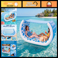 Extra Large Inflatable Pool Couch Float - 157" Luxury Raft for 2, Tropical Print
