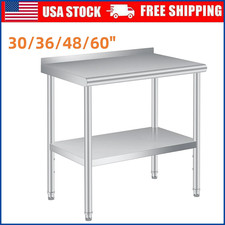 30/36/48/60"x24" Stainless Steel Work Table w/ Backsplash Prep Commercial Table
