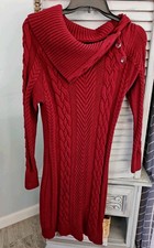 Womens Turtleneck Long Sleeve Chunky Cable Knit PULLOVER Sweater Dress- Medium