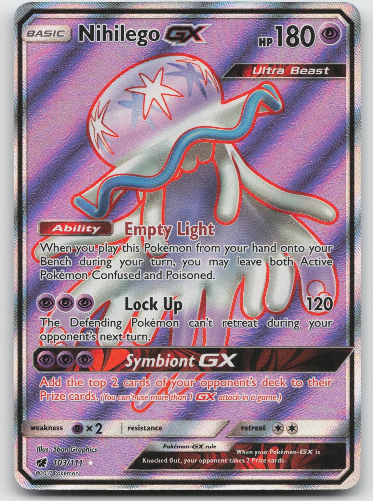 Nihilego GX (Full Art) Ultra Rare Holo SM - Crimson Invasion 103/111 NM