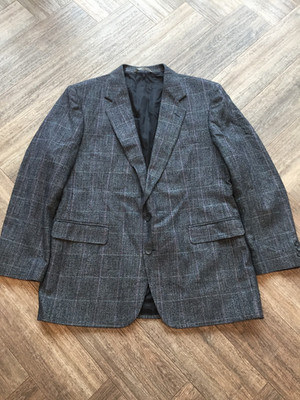 Imperial by Haggar Blazer Karo Grau Herren Große Wollmischung Smart Tailored Sakko