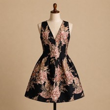Vince Camuto Floral Jacquard Fit Flare Dress Size 2 NWT Sleeveless Pockets
