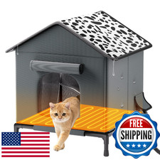 Heated Cat House for Outdoor Cats in Winter, Weatherproof Insulated Outside Cat