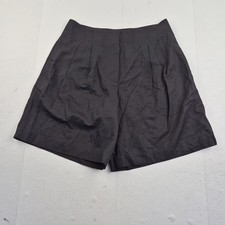 ARKET Shorts 12 40 Black Womens Linen Cotton Blend Relaxed Pleated