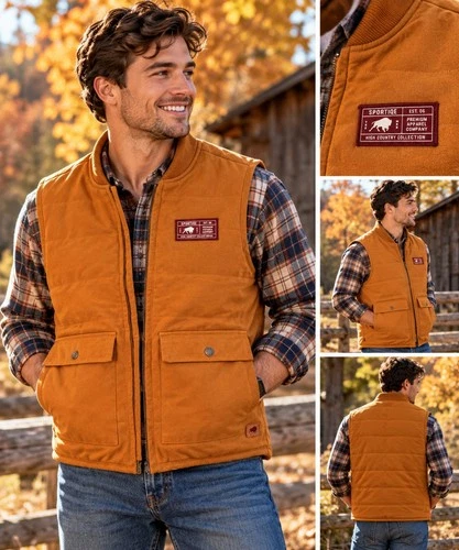 Sportiqe FA Adams Vest Size S Orange Canvas Lined - product listing photo