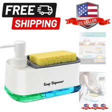 Kitchen Dish Soap Dispenser Set Dish and Hand Soap Dispenser with Sponge Hold...