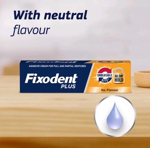 6x Fixodent Plus Denture Adhesive Cream Unbeatable Best Hold 40g Flavour Free - Picture 5 of 6