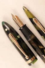 VINTAGE HUGE MARINE GREEN SHEAFFER LIFETIME OVERSIZE BALANCE FOUNTAIN PEN SET