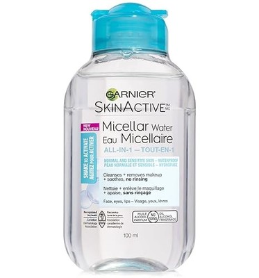 Garnier SkinActive Micellar Cleansing Water, For Waterproof Makeup, 3.4 Fl Oz