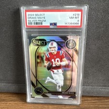 2024 Panini Select - Club Level Drake Maye #218 Silver Prizm (RC) PSA8