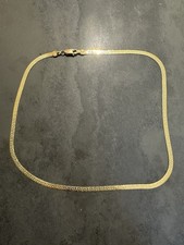 9ct Yellow Gold Flat Herringbone Chain Necklace 16inch 3.3mm Width Hallmarked