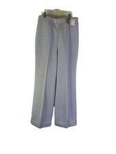 Deadstock Vintage 60s Womens 14 Gingham Plaid Knit Cuffed Wide Leg Pants Preppy