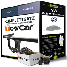 Für VW Golf V Fliessheck Typ 1K1 Anhängerkupplung starr +eSatz 13pol 03- Kit NEU