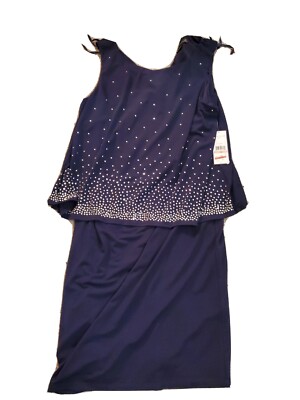 jessica howard missy dress blue Brand New Jessica Howard Missy Navy Blue Cowl Neck Dress Size 8 Short Sleeves
