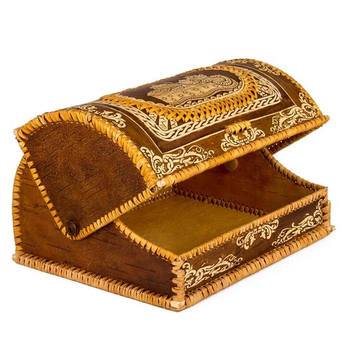Birch Bark Bread Box Russian Natural Hand Carved Anti Mold Bread Keeper 13x11x8" - Picture 4 of 12