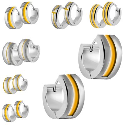Edelstahl Klapp Creolen silber-gold Ohrringe Huggies Damen Herren Kreolen unisex