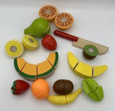Lot Of Wood  Plastic Fruits For Pretend Cutting Play  READ DESCRIPTION  