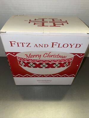 Fitz & Floyd Winterberry Sentiment, Merry Christmas Bowl 6''New Open Box!