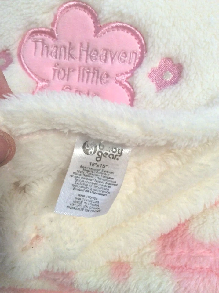 Juego de 2 mantas para bebé oso de felpa rosa blanco floral gracias al cielo para niñas pequeñas Foto 4 de 4