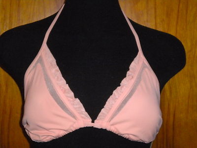 Victoria's Secret Beach Sexy Peach Ruffled Padded Triangle Halter Bikini Top M