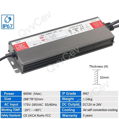 IP67 Waterproof AC to DC 12V 24V Led Lighting Transformers Driver Power Supply - Picture 17 of 17