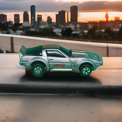 Kidco Chevy Corvette 1982 Burnin Key Diecast Toy Car Vintage Silver Chevrolet
