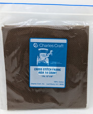 Charles Craft Cross Stitch Fabric Aida 14 Count 12 Inch x 18 Inch Brown 1 piece
