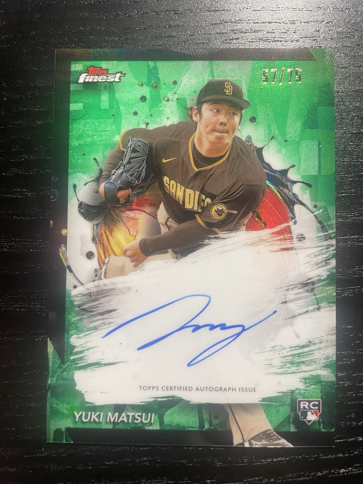 2024 Topps Finest Yuki Matsui AUTO Rare Variety Green # 57/75 ROOKIE