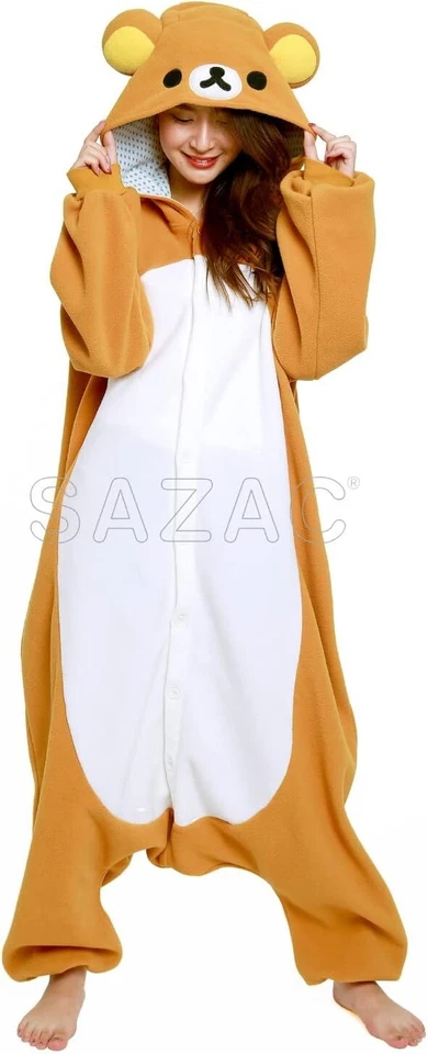 Disfraz SAZAC Rilakkuma Cosplay Kigurumi Pila Adulto Talla Única Kawaii Unisex Marrón Foto 3 de 4