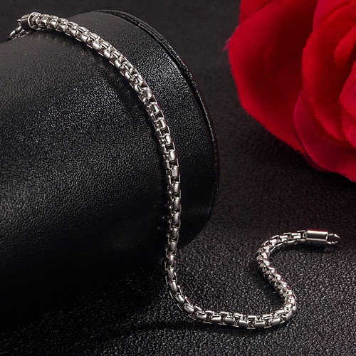925 Sterling Silver Round Box Chain Bracelet Lobster Claw Clasp for Women Men - Picture 3 of 6