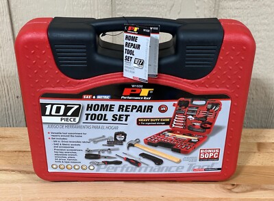 Performance Tool Home Repair Tool Set Storage Case 107-Piece Kit W1532 NIB
