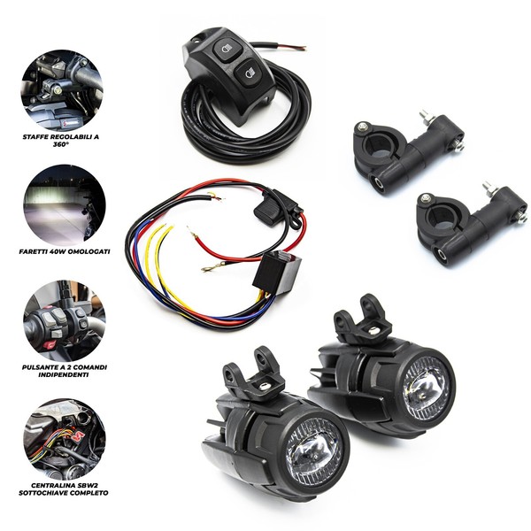 ZusäTzliche MOTORRAD-LED-SCHEINWERFER 40 W + Smart-SchlüSselanhäNger + Halterung-image
