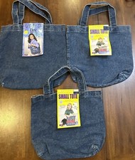 3 Denim Tote Bags DIY for Crafts Decorating Jean Stonewashed Cotton 13x11x3” New