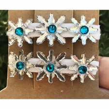 Blue Rhinestone Silver Snowflake Hair Clip